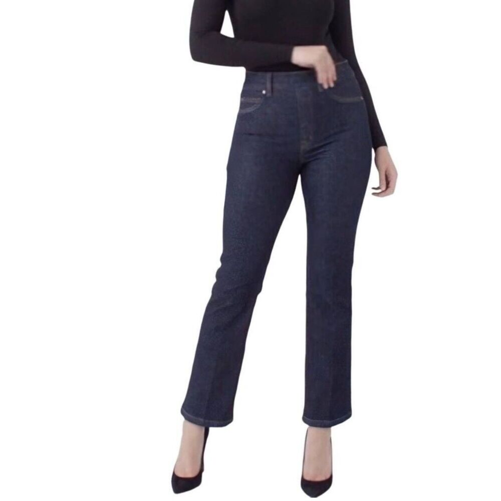 Spanx Kick Flare Pull On Jeans In Raw Indigo M